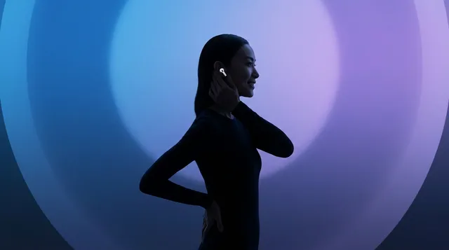 A digital illustration featuring a woman in profile against a vibrant gradient background. The mood is modern and serene, highlighted by cool tones.